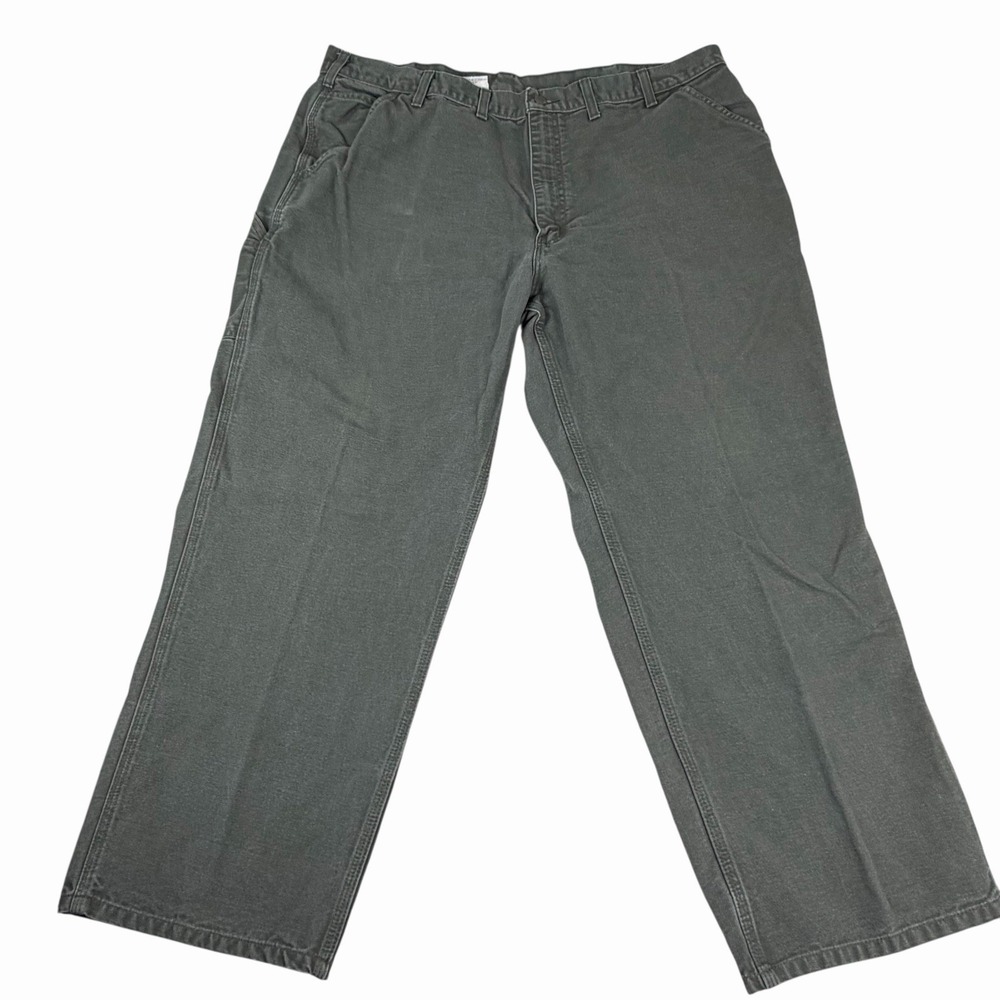 Carhartt Carpenter Duck Pants Canvas Original Dungaree Green 42/43x29 B11 MOS - Picture 3 of 7